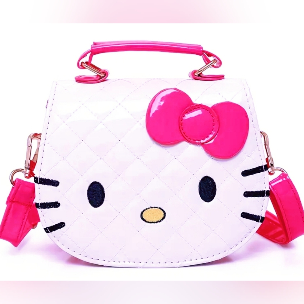 Hello Kitty Quilted Crossbody Bag - White & Pink - Light Weight